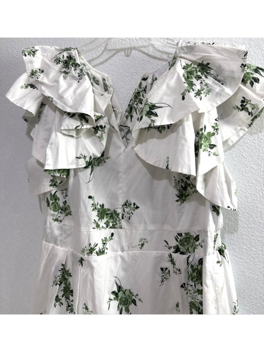 SugarLips Ria Floral Santana Tie Back Midi Emerald White Dress Plus Size 2X - Picture 8 of 12